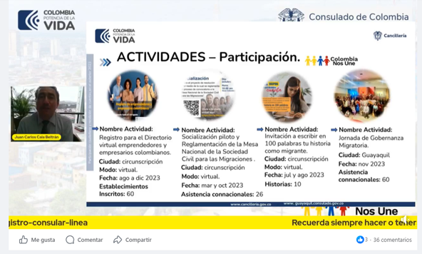 Participación ciudadana y rendición de cuentas en el exterior 2023 del Consulado de Colombia en Guayaquil - Ecuador