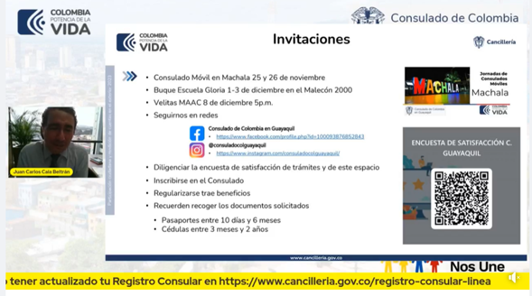 Participación ciudadana y rendición de cuentas en el exterior 2023 del Consulado de Colombia en Guayaquil - Ecuador