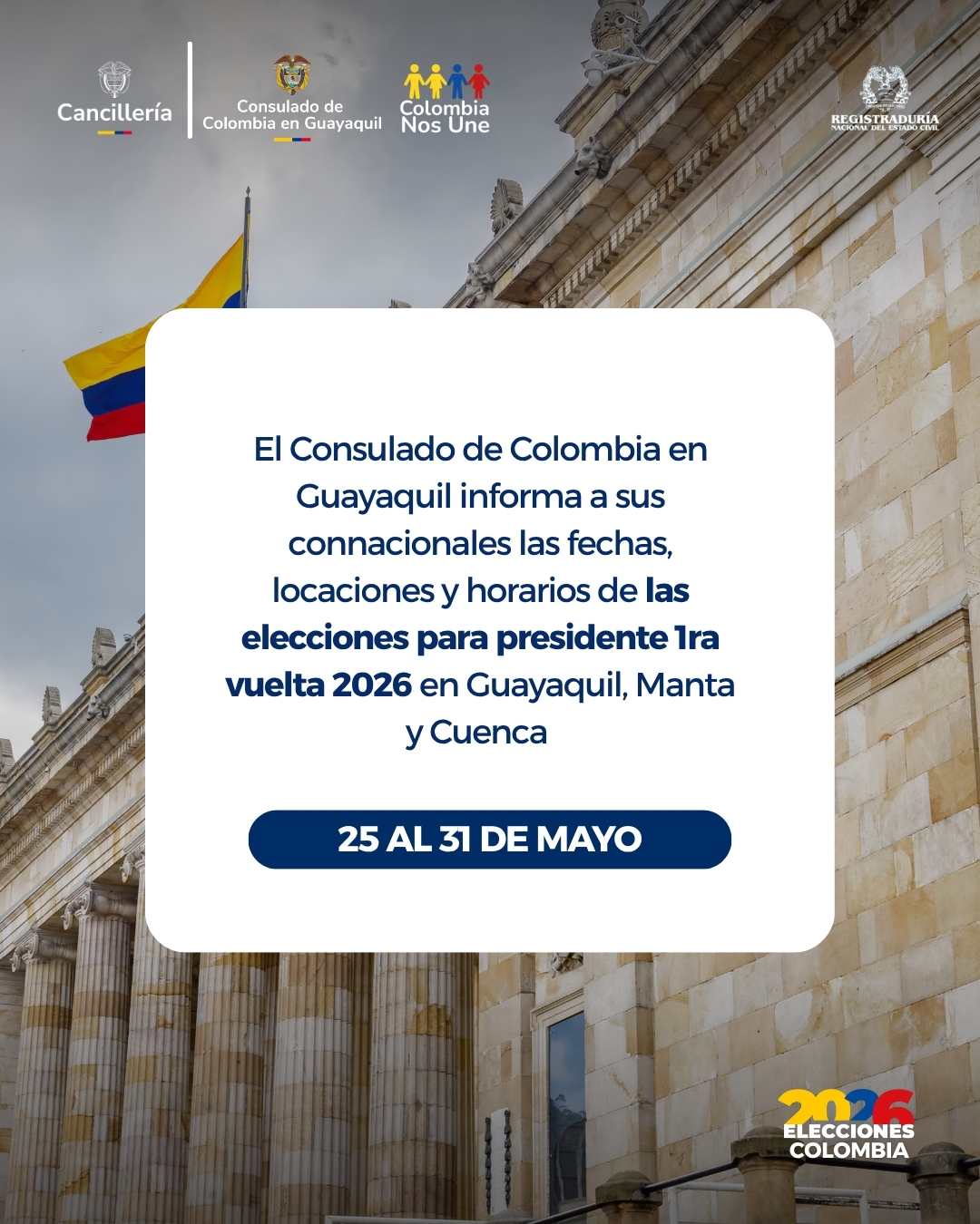 Fechas, locaciones y horarios para la votación en primera vuelta presidencial