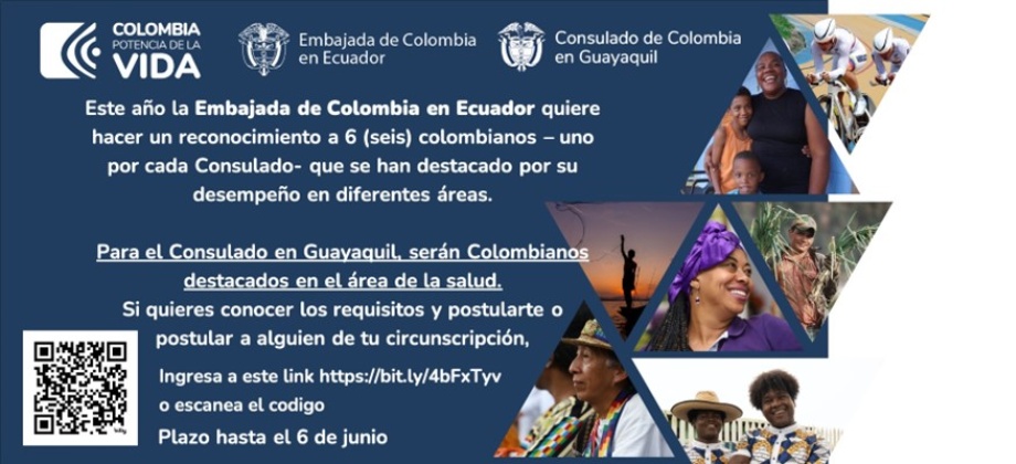 Colombiano Destacado 2024 – Salud: Circunscripción del Consulado de Colombia en Guayaquil invita a postularte