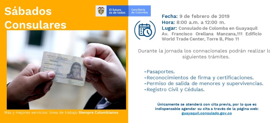 Jornada de Sábado Consular en Guayaquil el 9 de febrero de 2019