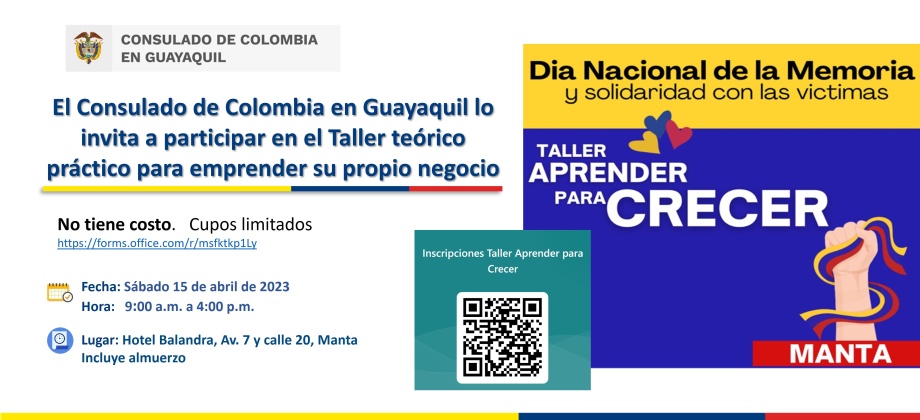 El Consulado de Colombia en Guayaquil invita al taller para emprender su propio negocio el 15 de abril de 2023