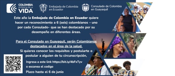 Colombiano Destacado 2024 – Salud: Circunscripción del Consulado de Colombia en Guayaquil invita a postularte