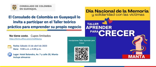 El Consulado de Colombia en Guayaquil invita al taller para emprender su propio negocio el 15 de abril de 2023